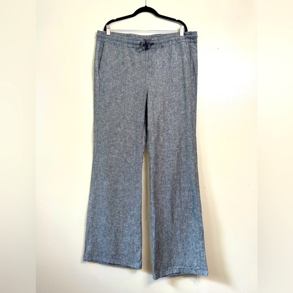 NY&C Pants PALAZZO Gray Wide Leg Linen - Picture 1 of 9